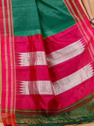 Elegant Ilkal Handloom Cotton Silk Saree Bottle Green
