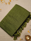 Indiehaat | Pure Cotton Handloom Weave Saree Green