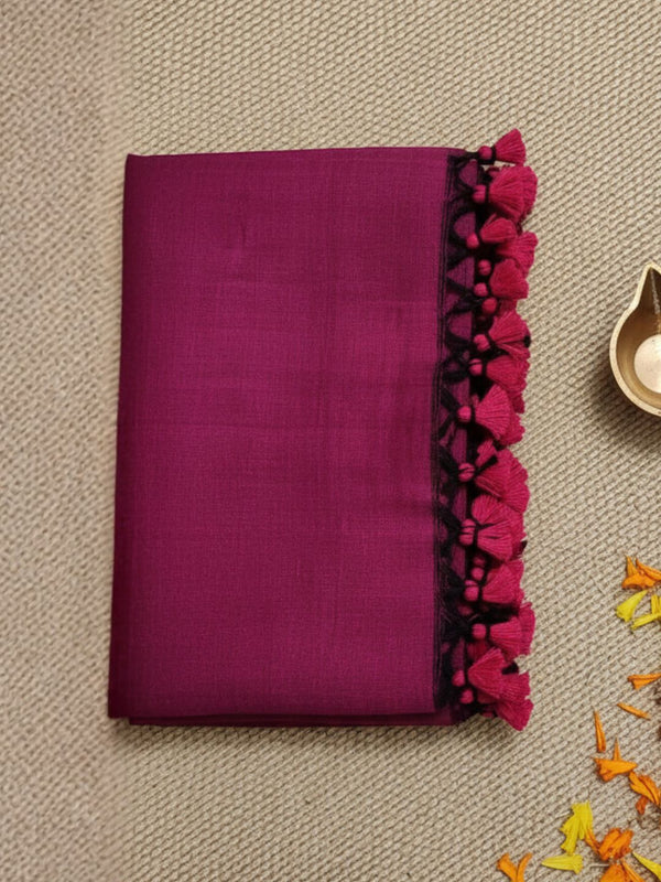 Indiehaat | Pure Cotton Handloom Weave Saree Pink