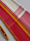 Indiehaat | Pure Khadi Cotton Handloom Saree Red & White