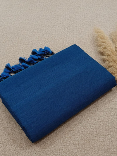 Indiehaat | Pure Khadi Cotton Handloom Saree Blue