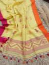 Indiehaat | Pure Cotton Jamdani Saree Yellow