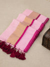 Indiehaat | Pure Mul Cotton Handloom Saree Pink
