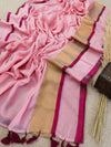 Indiehaat | Pure Mul Cotton Handloom Saree Pink