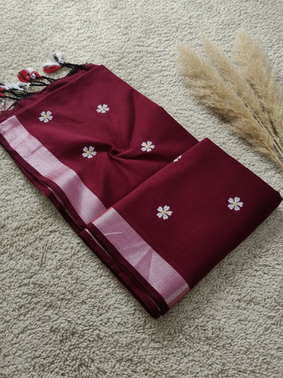 Nakshi Pure Khadi Cotton Handloom Saree Red