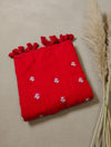 Indiehaat | Pure Mul Cotton Half Embroidery Saree Red