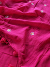 Indiehaat | Pure Mul Cotton Half Embroidery Saree Pink