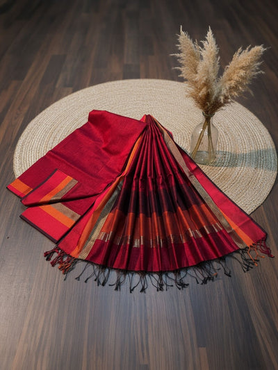 Indiehaat | Maheshwari Silk Zari Weaving Suit Blue