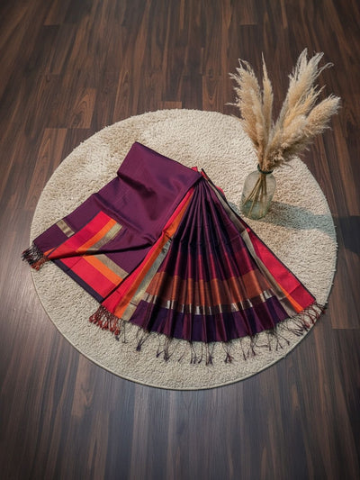 Indiehaat | Maheshwari Silk Zari Weaving Suit Blue