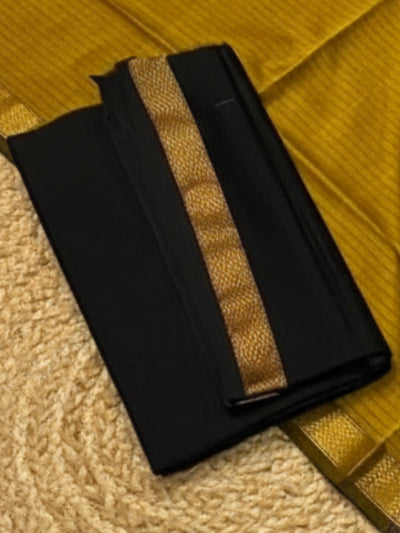 Indiehaat | Maheshwari Silk Zari Weaving Suit Black