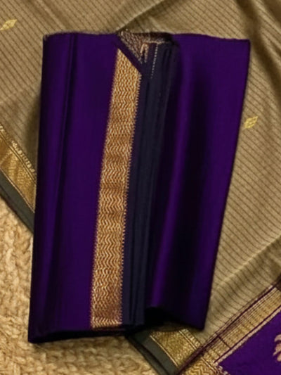 Indiehaat | Maheshwari Silk Zari Weaving Suit Purple