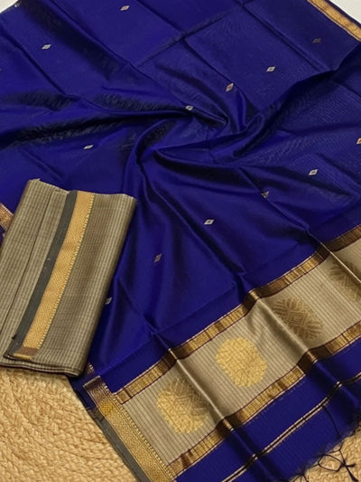 Indiehaat | Maheshwari Silk Zari Weaving Suit Beige