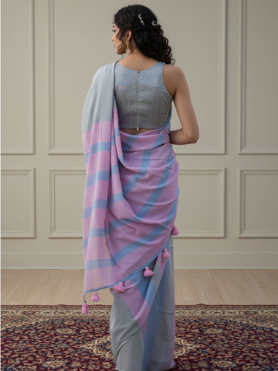Indiehaat | Pure Khadi Cotton Handloom Saree Multicolor