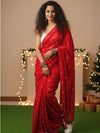 Indiehaat | Pure Cotton Embroidery Saree Red