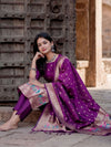 Indiehaat | Banarasi Silk Brocade Stitched Suit Purple