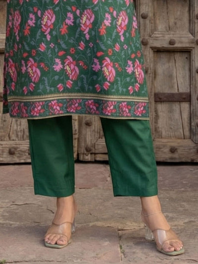 Indiehaat | Banarasi Silk Brocade Stitched Suit Green
