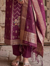 Indiehaat | Cotton Mix Brocade Stitched Suit Maroon