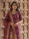 Indiehaat | Banarasi Silk Brocade Stitched Suit Brown