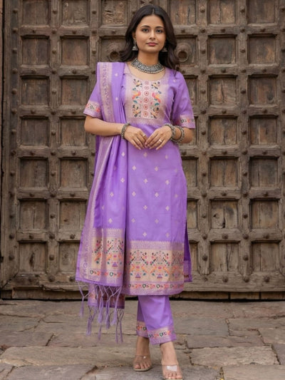 Shan-e-Banaras Brocade Silk Suit Lavendar