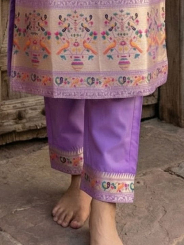 Indiehaat | Banarasi Silk Brocade Stitched Suit Purple