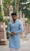 Indiehaat | Pure Cotton Block Print Kurta Pyjama Blue