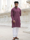Indiehaat | Pure Cotton Block Print Kurta Pyjama Red