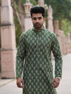 Indiehaat | Pure Cotton Block Print Kurta Pyjama Green