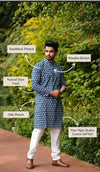 Indiehaat | Pure Cotton Block Print Kurta Pyjama Blue