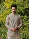 Indiehaat | Pure Cotton Block Print Kurta Pyjama Beige