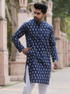 Indiehaat | Pure Cotton Block Print Kurta Pyjama Blue