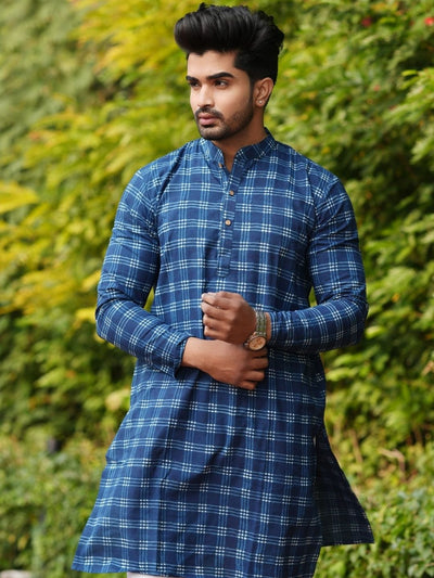 Royal Reflection Blockprint Kurta & Pyjama Blue