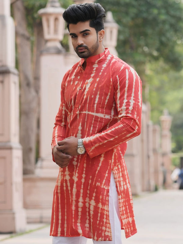 Indiehaat | Pure Cotton Shibori Dyed Kurta Pyjama Red