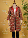 Indiehaat | Pure Cotton Blockprint Winter Jacket Orange
