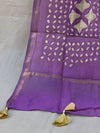 Indiehaat | Pure Chandei Silk Applique Saree Purple