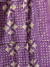 Indiehaat | Pure Chandei Silk Applique Saree Purple