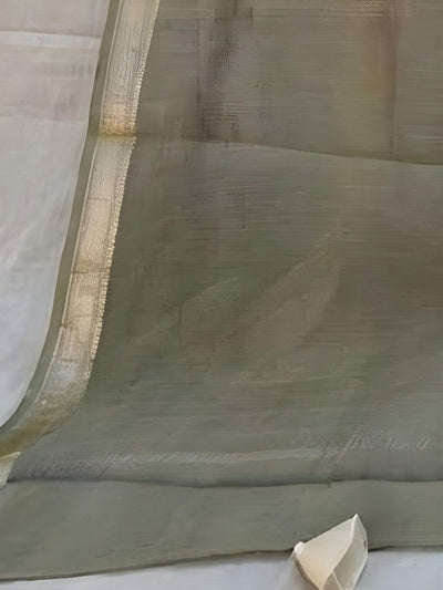 Indiehaat | Pure Chandei Silk Applique Saree Brown