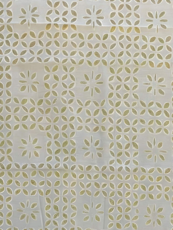 Indiehaat | Pure Chandei Silk Applique Saree White