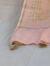 Indiehaat | Pure Chandei Silk Applique Saree Peach
