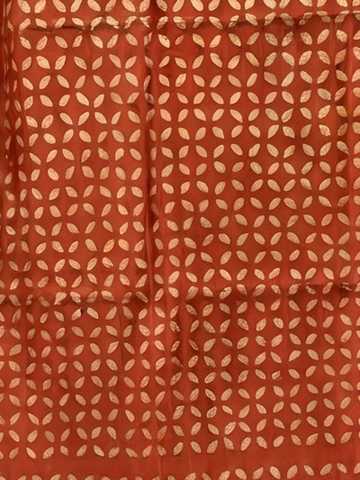 Indiehaat | Pure Chandei Silk Applique Saree Orange