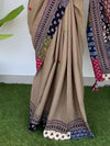 Indiehaat | Pure Mul Cotton Kantha Saree Brown