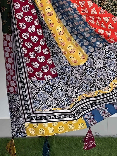 Indiehaat | Pure Mul Cotton Kantha Saree Red
