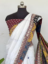Indiehaat | Pure Mul Cotton Kantha Saree White