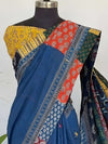 Indiehaat | Pure Mul Cotton Kantha Saree Blue