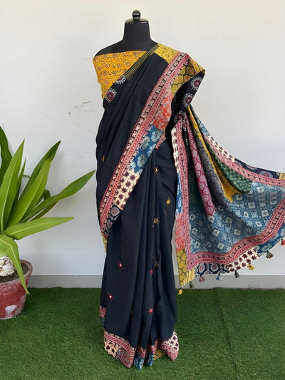 Ruh Leher Pure Mul Cotton Saree Raven Black