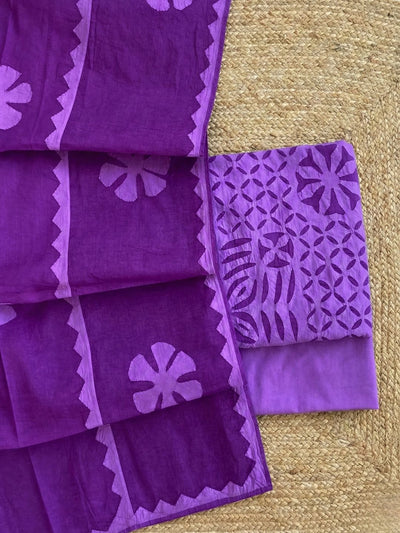 Indiehaat | Applique Cotton Suit (T+B+D) Blue