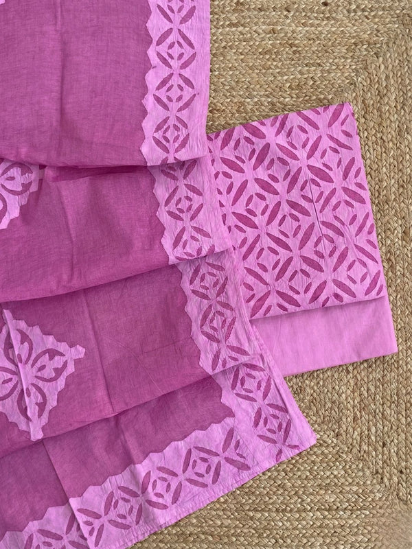 Indiehaat | Applique Cotton Suit (T+B+D) Pink