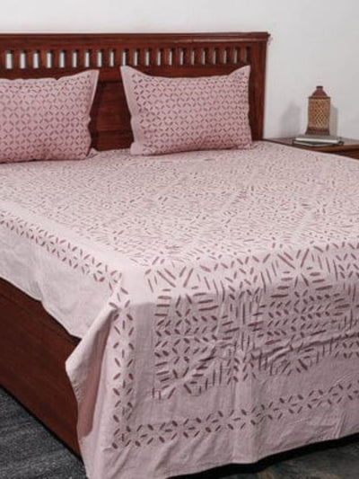 Aavaran Applique Double Bedsheet Regal Purple