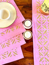Indiehaat | Applique Cotton Table Runner & Mat Set Pink