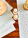 Indiehaat | Applique Cotton Table Runner & Mat Set White
