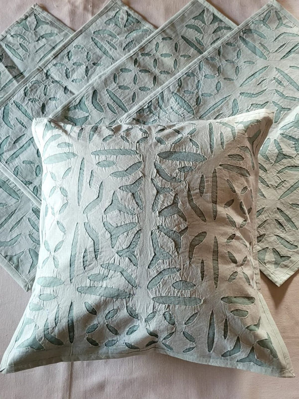 Indiehaat | Pure Cotton Applique Cushion Cover Gray